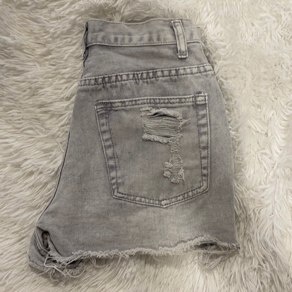 Light grey wash jean shorts